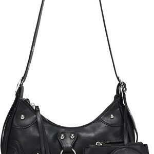 Y2K Shoulder Bag PU Leather Small Purse with Pockets Adjustable Strap